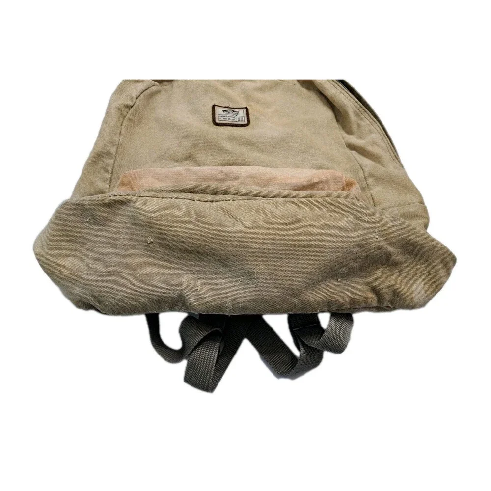 Vans Canvas Distressed Backpack Duck Bag Tan Beige School Work Trail Hike